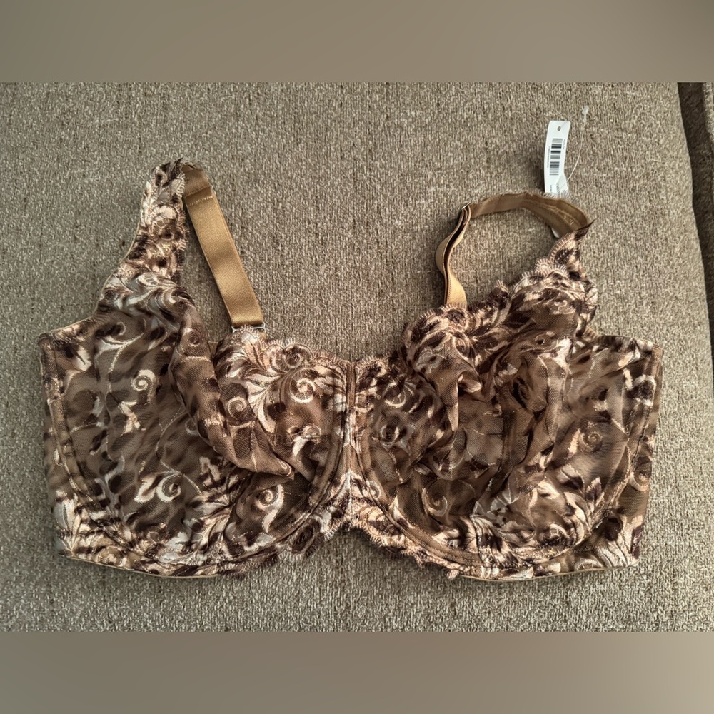 NWT SOMA Sensuous Lace Unlined Brown Leopard Print Bra Intimates